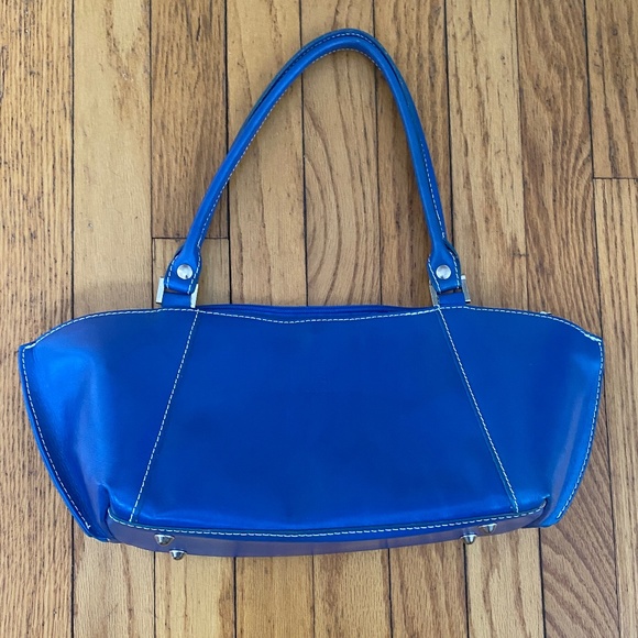 Periwinkle blue Italian leather satchel by Del Borgo - Picture 1 of 9